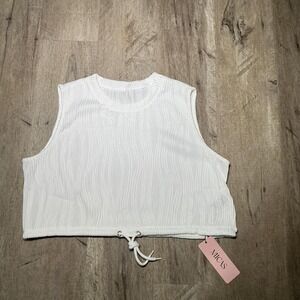 Micas white crop top with tie detail Size L